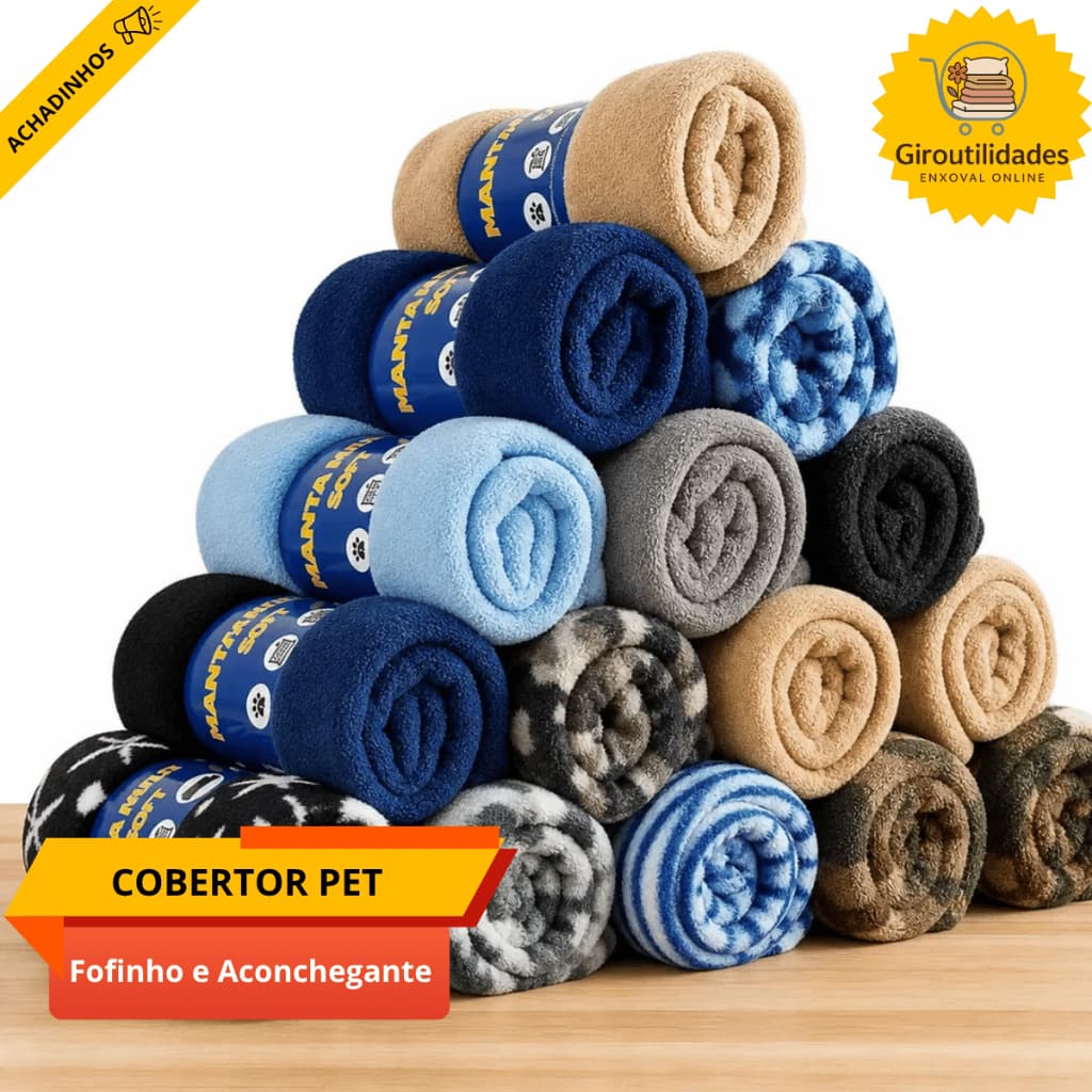 Kit 5 Cobertinhas Mantas 1,90m X 90cm Pet Cachorro Gato Soft Macia Fofinho Quentinha Sortida