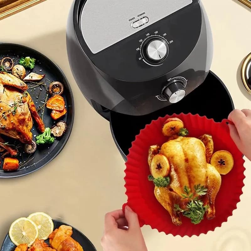 Forma Para Air Fryer De Silicone Antiaderente – Sem Sujeira 3UN