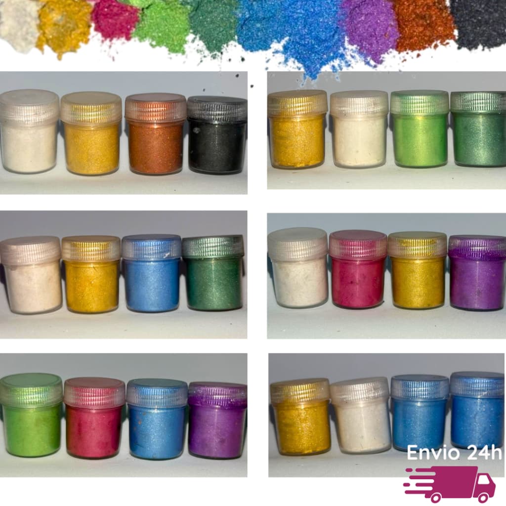 Kit 4 mica pigmento metálico perolado glitter resina epóxi artesanato vela diy decoração natural