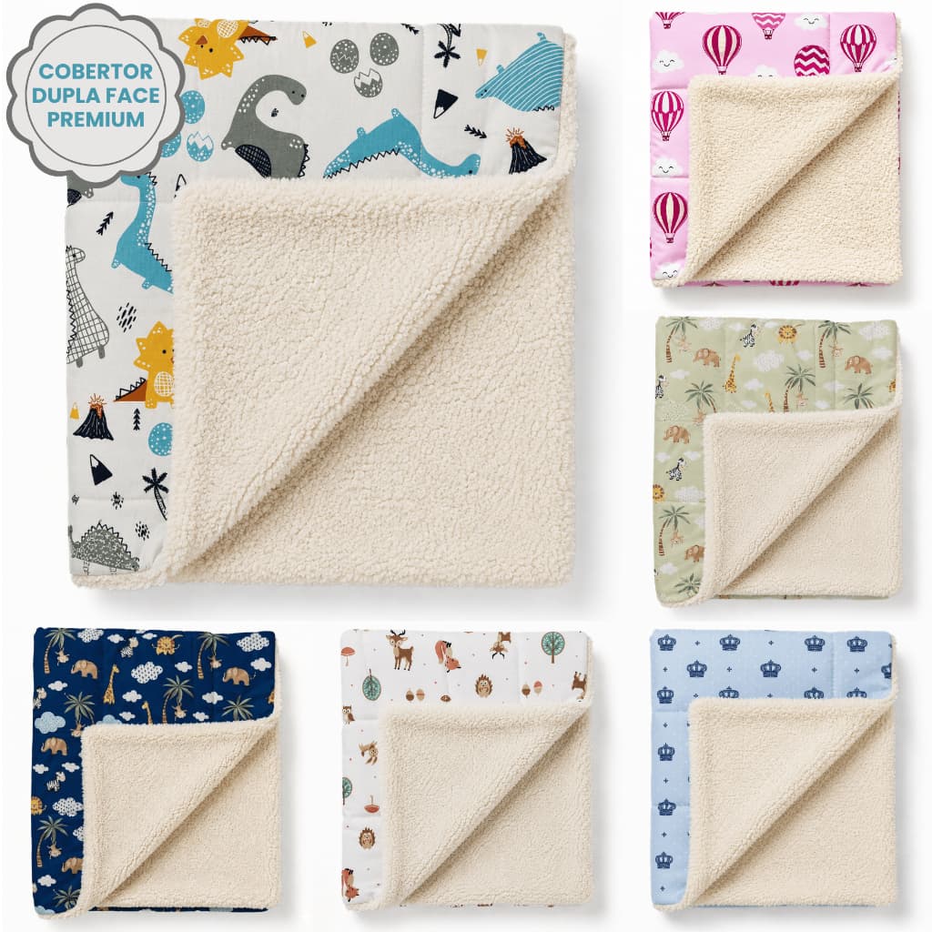 Cobertor para Bebê Coberdrom Sherpa Dupla Face Luxo Premium Infantil Extra Macio Fofinho Quentinho