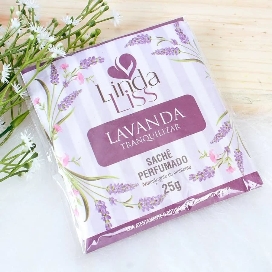 Sachê Perfumado Linda Liss Lavanda 25g Aromatizador para Gavetas Armários Closets e Automóveis