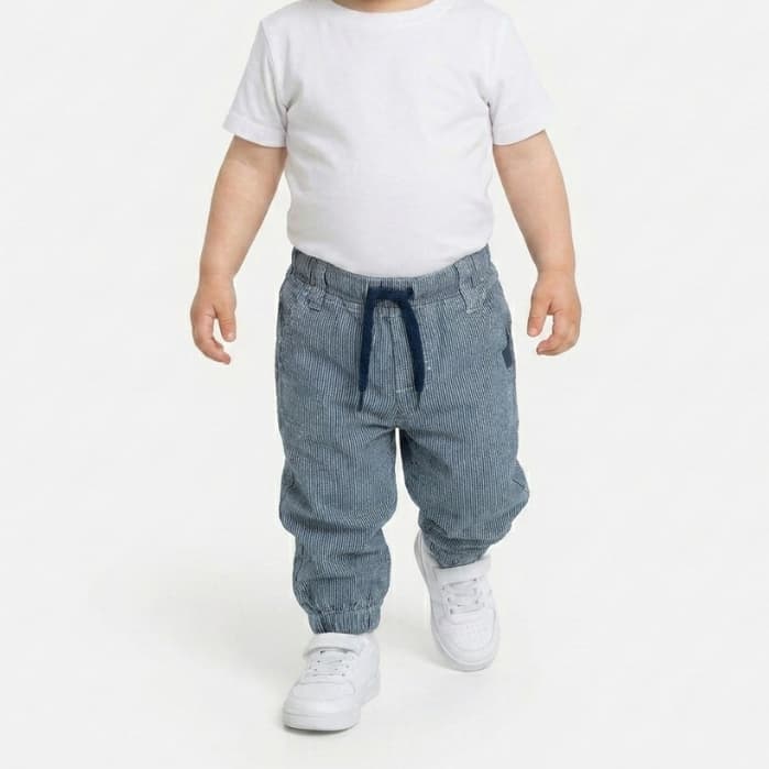 Calça Jogger Infantil Menino Sarja Com Elastano Premium 1 a 3 Anos