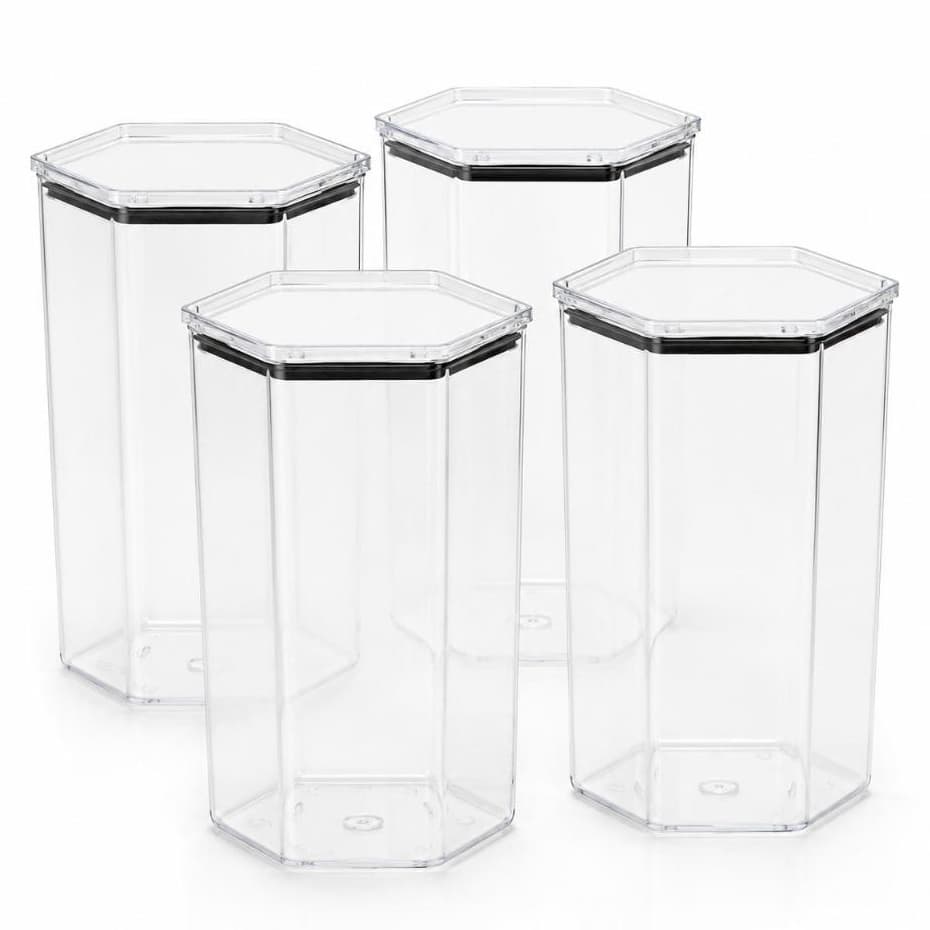 Kit 4 Potes Medios Hermeticos Sextavado Lançamento