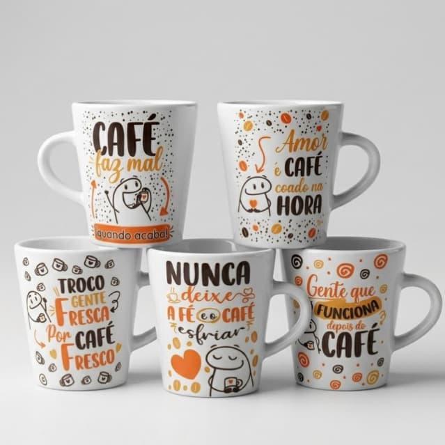 Jogo Caneca 120ml Meme Café Porcelana Personalizada Xicara Chá Presente Criativo Engraçado Decoracao Cozinha