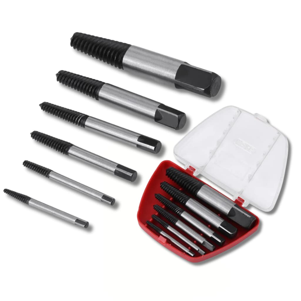 Kit Extrator de Parafuso Espanado com Estojo Portátil 5/6 Peças Aço Carbono 3-22mm para Mecânica