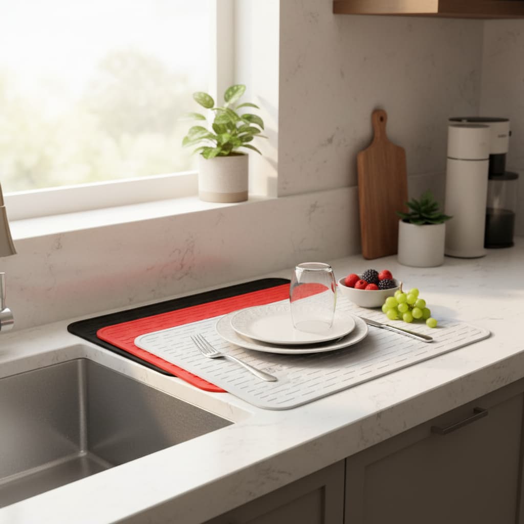 Tapete Escorredor Organizador Secador Louça Pia Copos Prato Silicone Grande 40 x 30cm Pia Luxo ✨