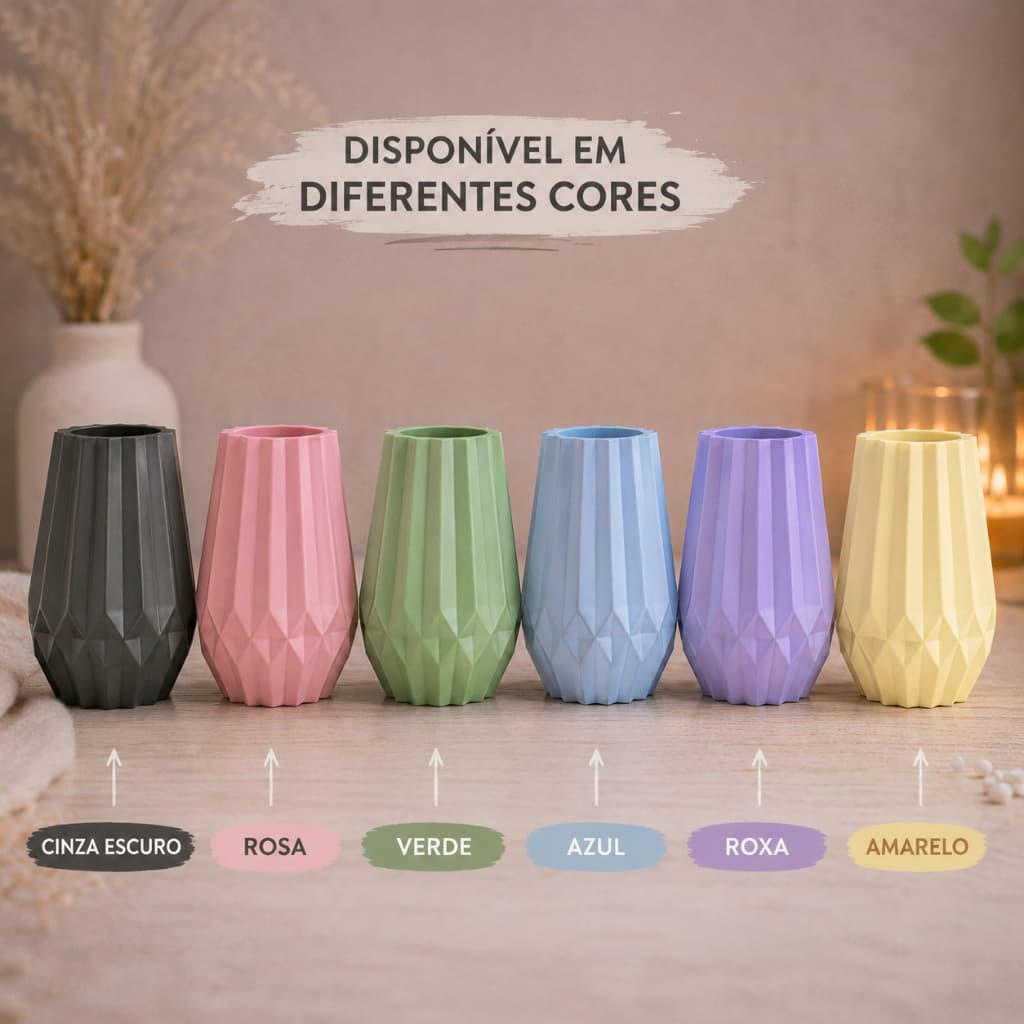 Vaso Decorativo 10,5cm – Gesso Colorido | Azul Verde Rosa Cinza Roxo Branco Amarelo decorar casa