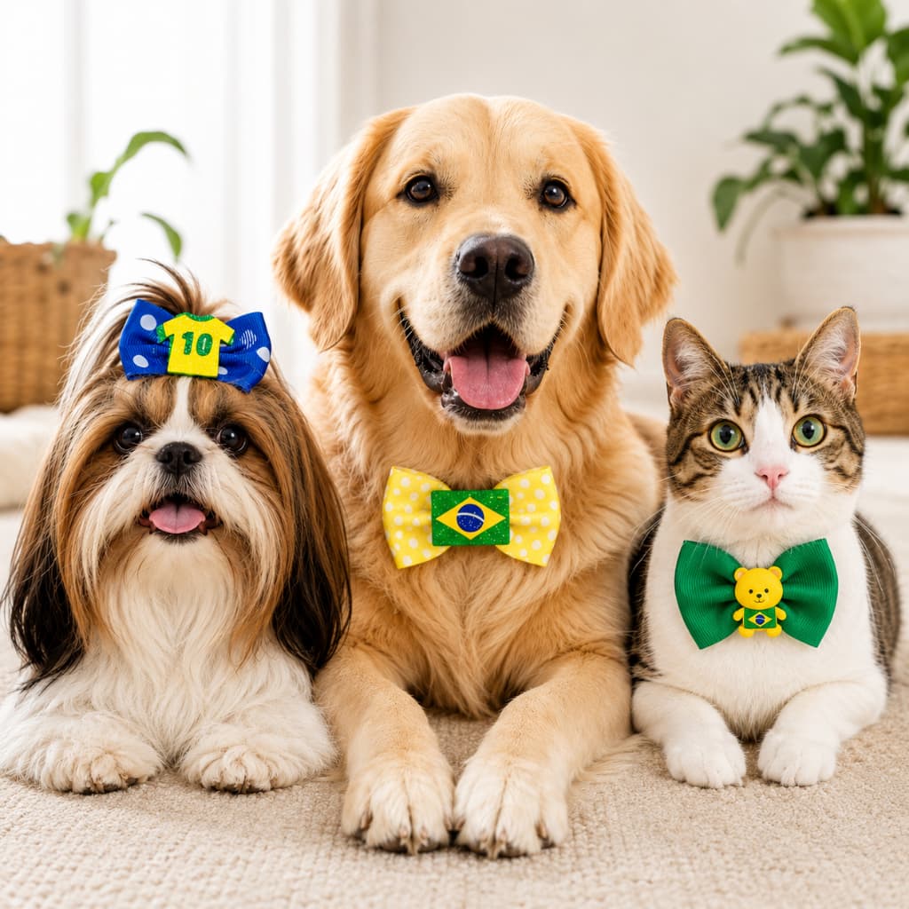Lacinho Brasil para Pet – Kit com 1, 2, 3 ou 6 Pares