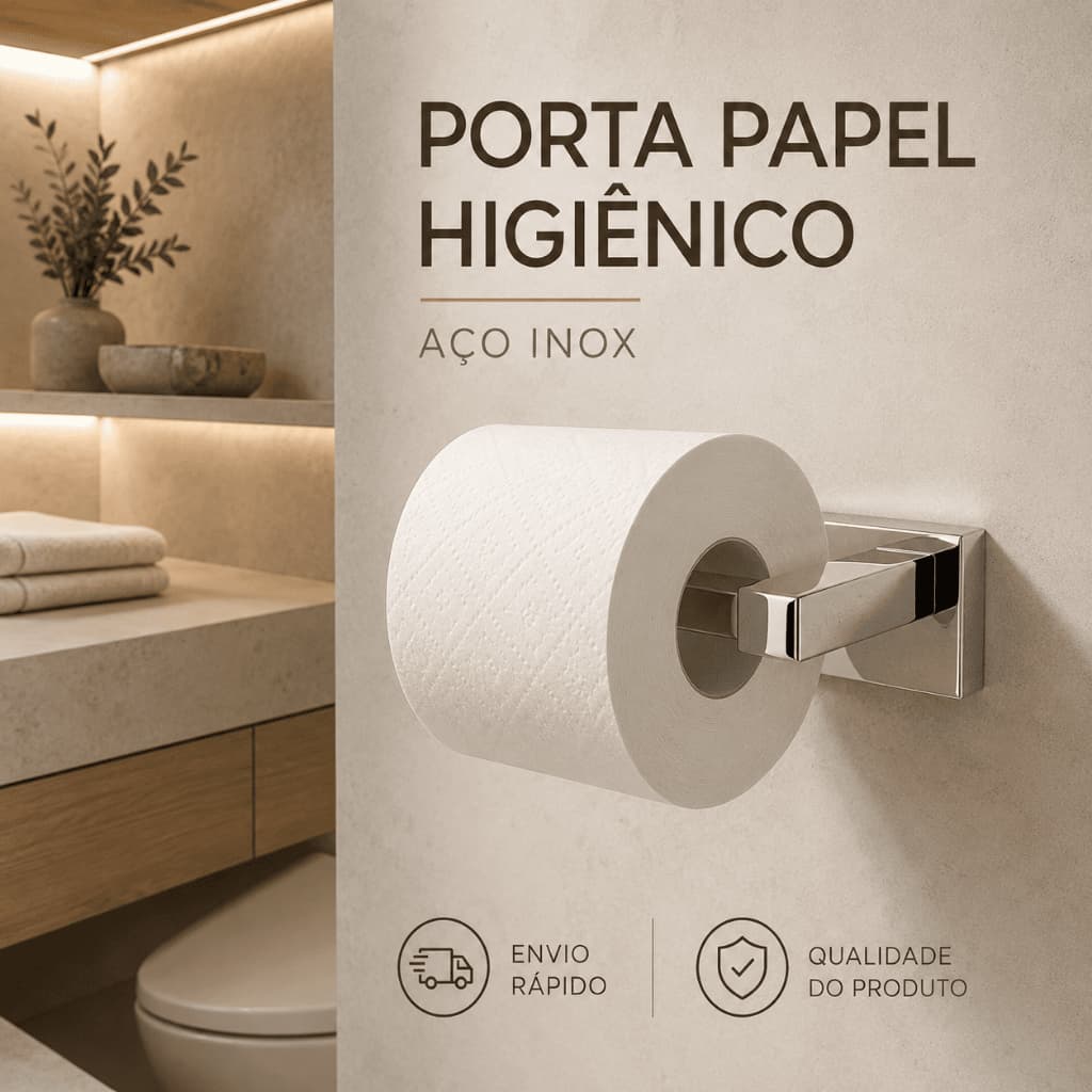 Porta Papel Higiênico Inox Premium Alto Brilho Instalação Parade