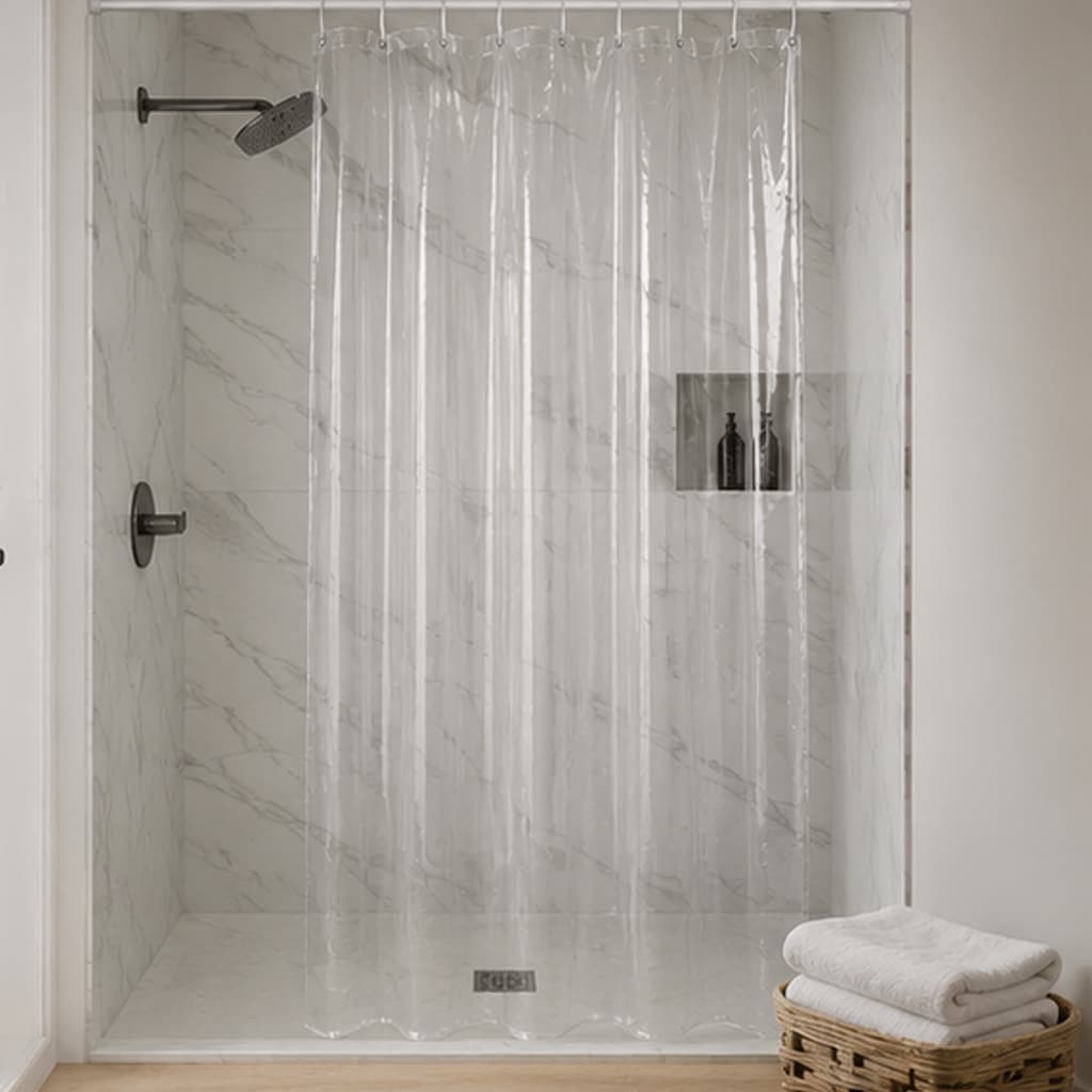 Cortina Box de Banheiro Cristal Com Ganchos Plástico 100% Polietileno Perfetto