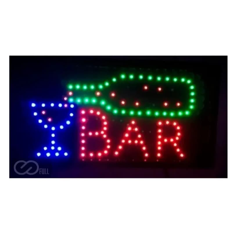 Placa Painel De Led Letreiro Open Bar 110V Luminoso Led Pisca Loja Mercado Clinica