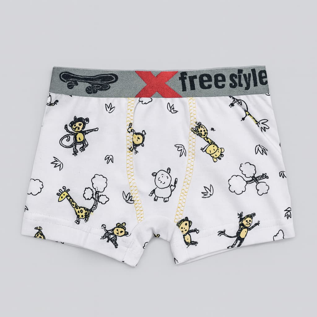 Cueca Boxer Infantil Estampada Tecido de Algodão Confortável Com Elástico no Cós
