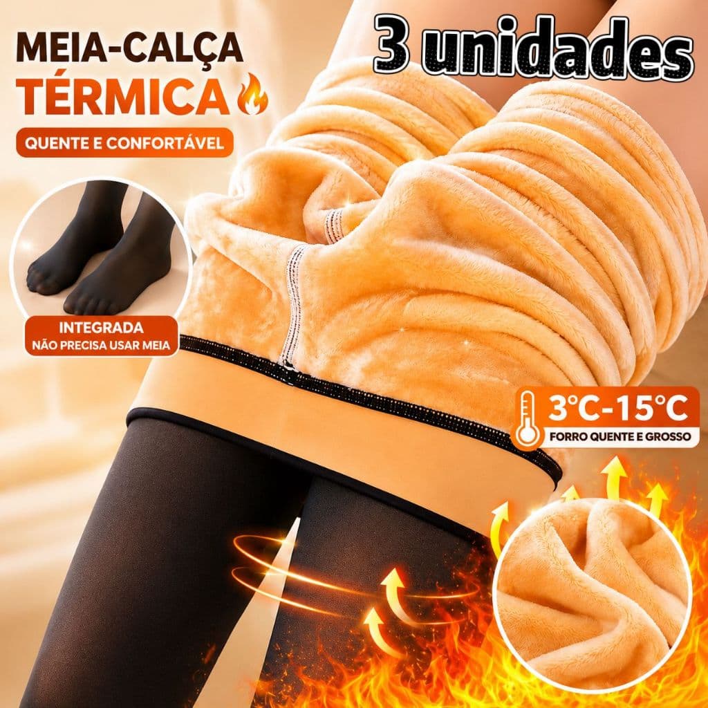 238G Meia-Calça Térmica Feminina Forrada Peluciada Translúcida, Meia Aquecedora Anti-Rugas para Inverno