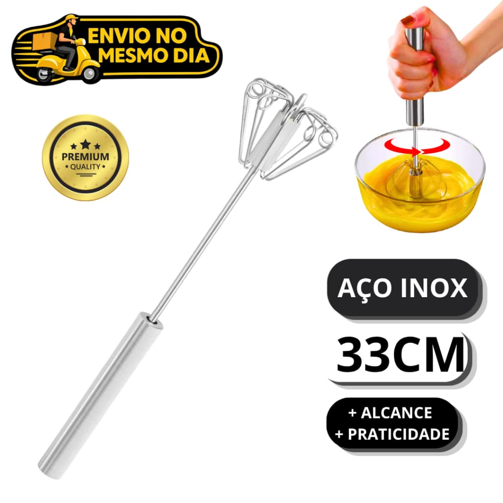 1 2 3 Batedor Semi Automatico de Ovos Clara Aço Inox Fue Fuet Manual Mixer Profissional Multiuso