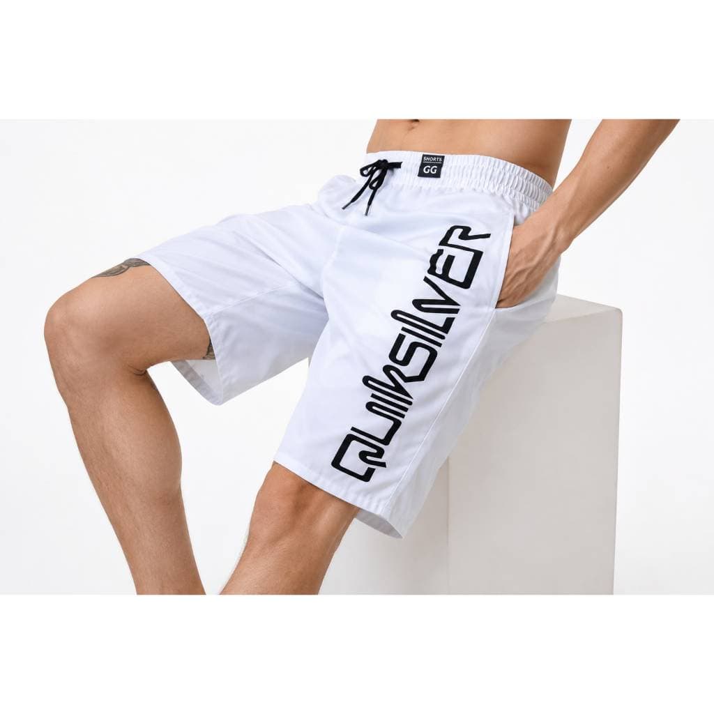 Shorts Quiksilver Letreiro Masculino Elastano Com Bolso Lateral