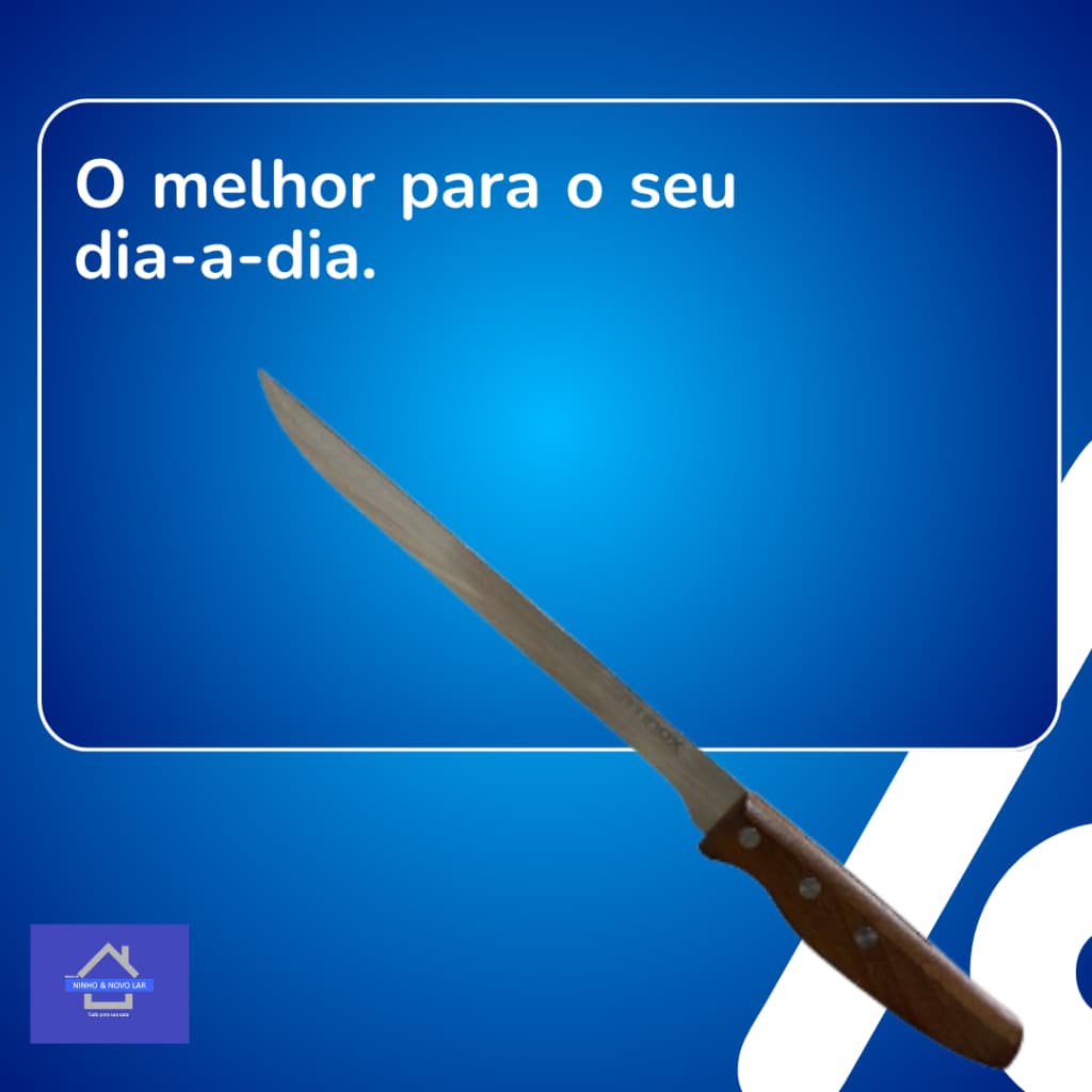 Faca de Corte 35cm Cortinox Bravo Aço Inox Cabo Madeira Churrasco Carnes