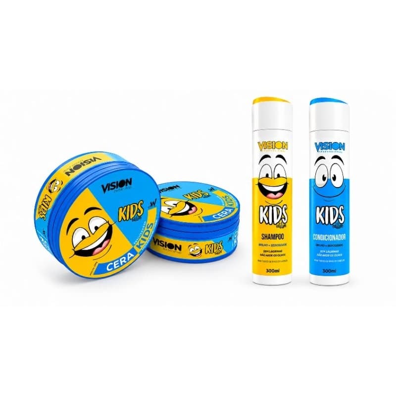 Kit Infantil Vision Kids Shampoo Condicionador Sem Lágrimas + Cera Modeladora 130g