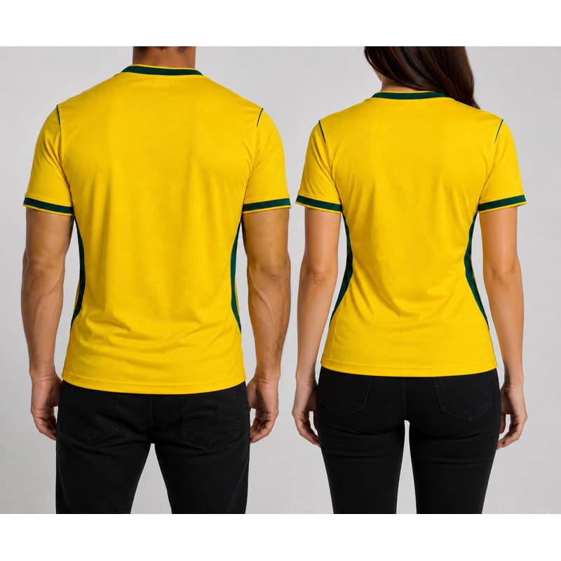 Kit Casal Camisa Amarela Verde Masculina + Feminina