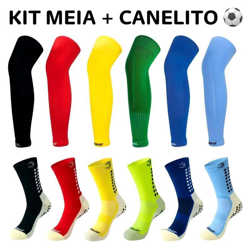 Jcolour Kit Meias masculinas com CANELITO + meias de futebol antiderrapantes