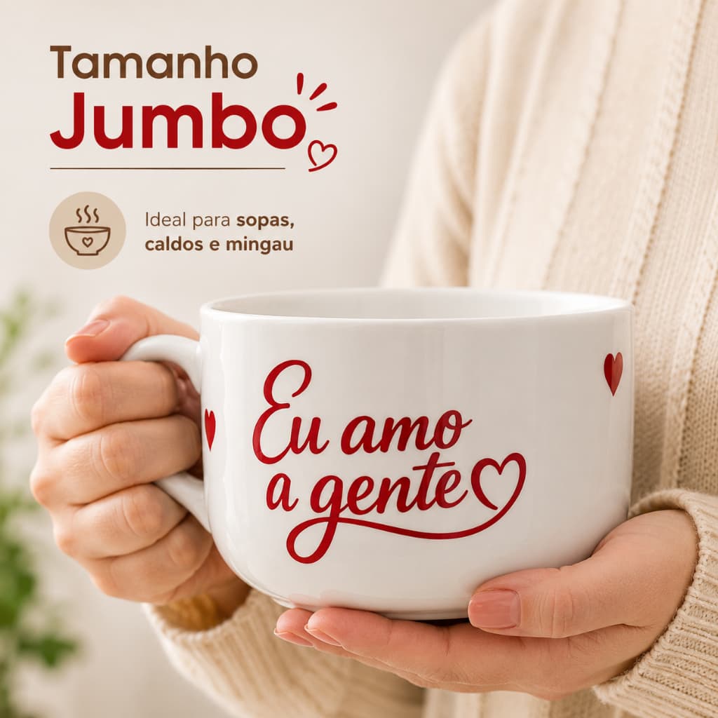 Caneca Bowl Jumbo Dia Dos Namorados 600ml Presente Para Casal Chocolate Quente E Mingau