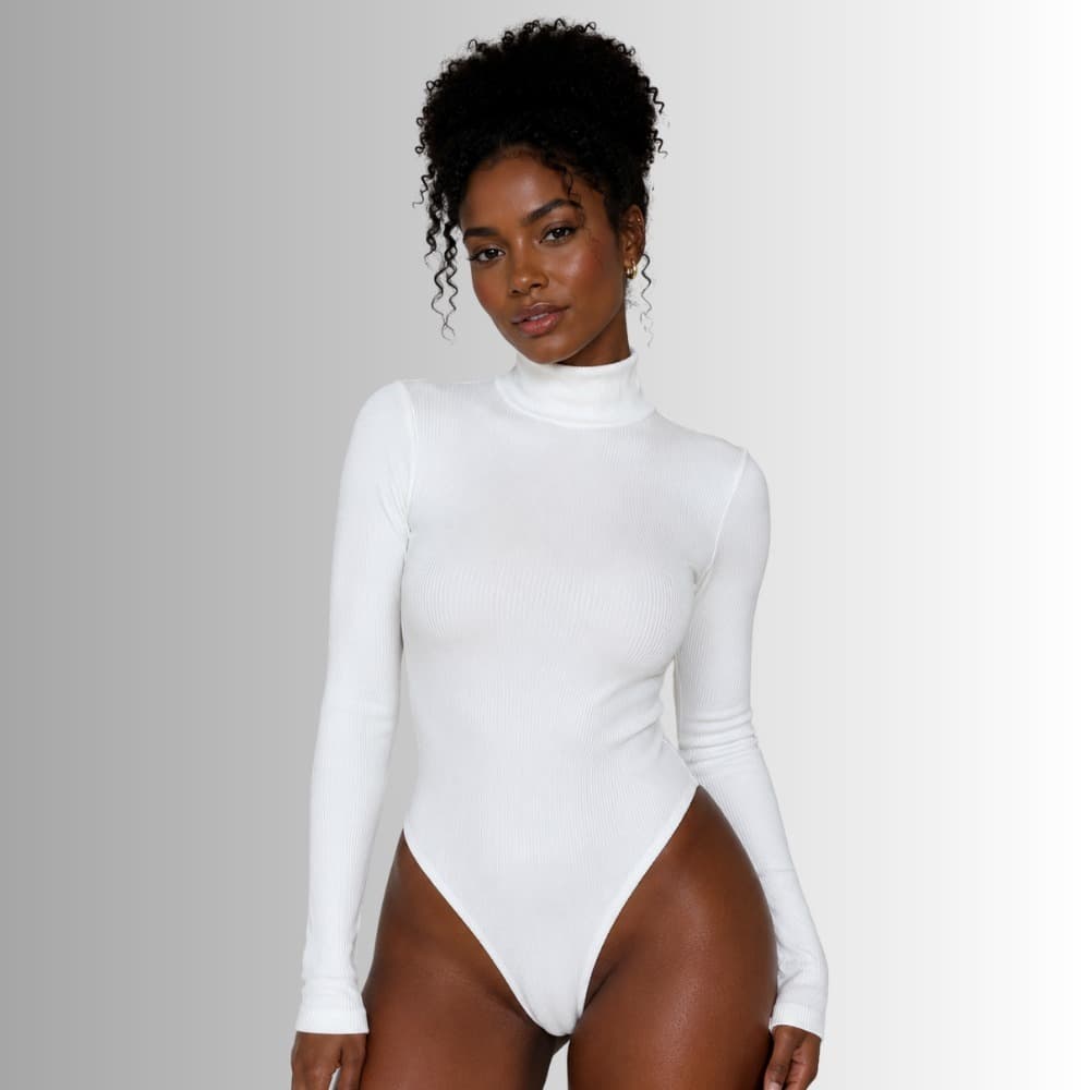 Body Feminino Manga Longa Tecido Anarruga Gola Alta Cacharrel Moda Gringa Inverno Casual 2026