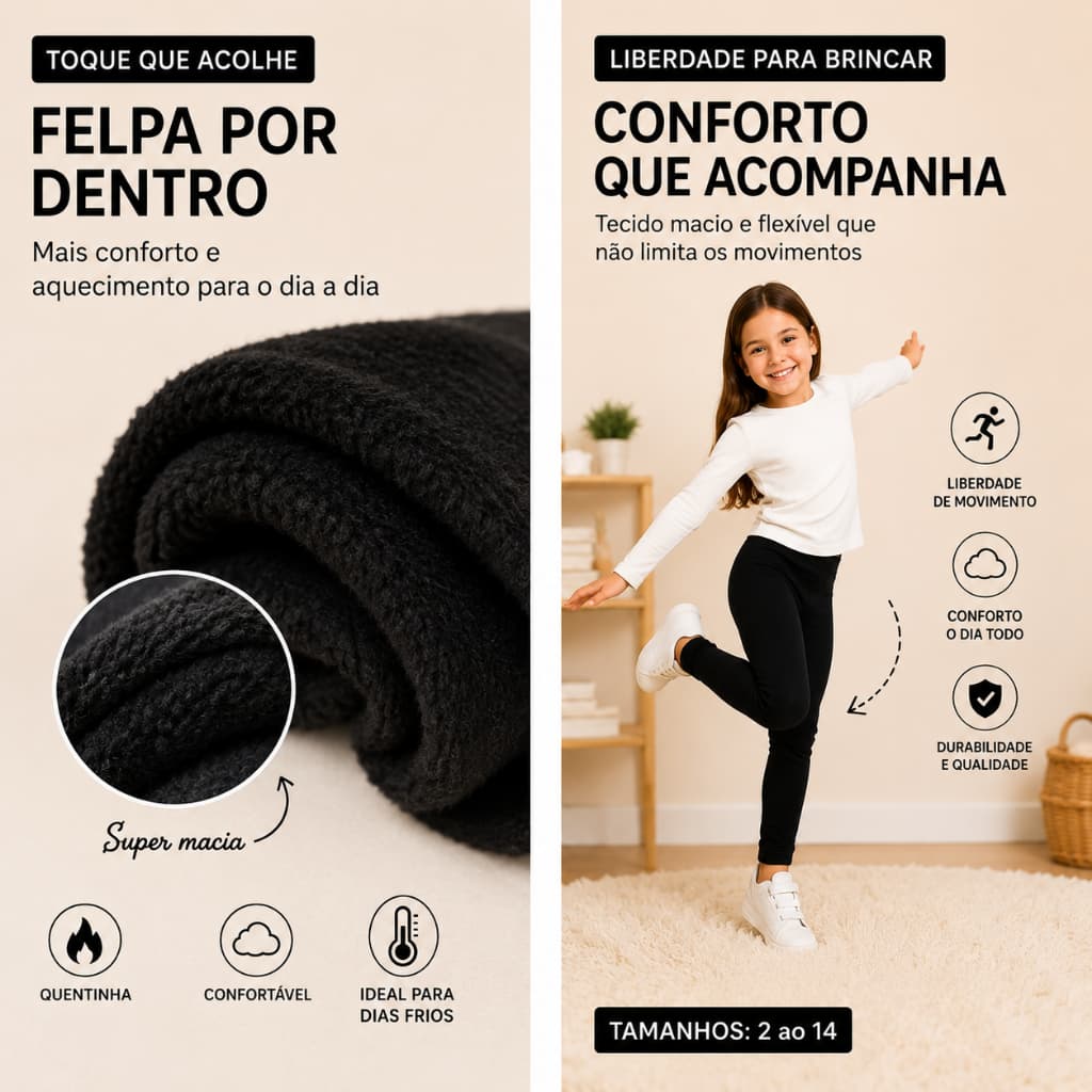 Meia Calça Infantil Térmica Forrada Aveludada Quente 2 A 10 Anos Menino Menina Inverno