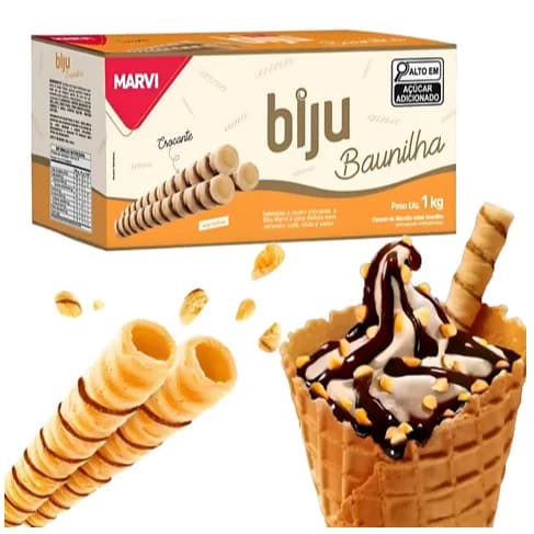 Canudo De Wafer Biju Marvi Caixa 1kg