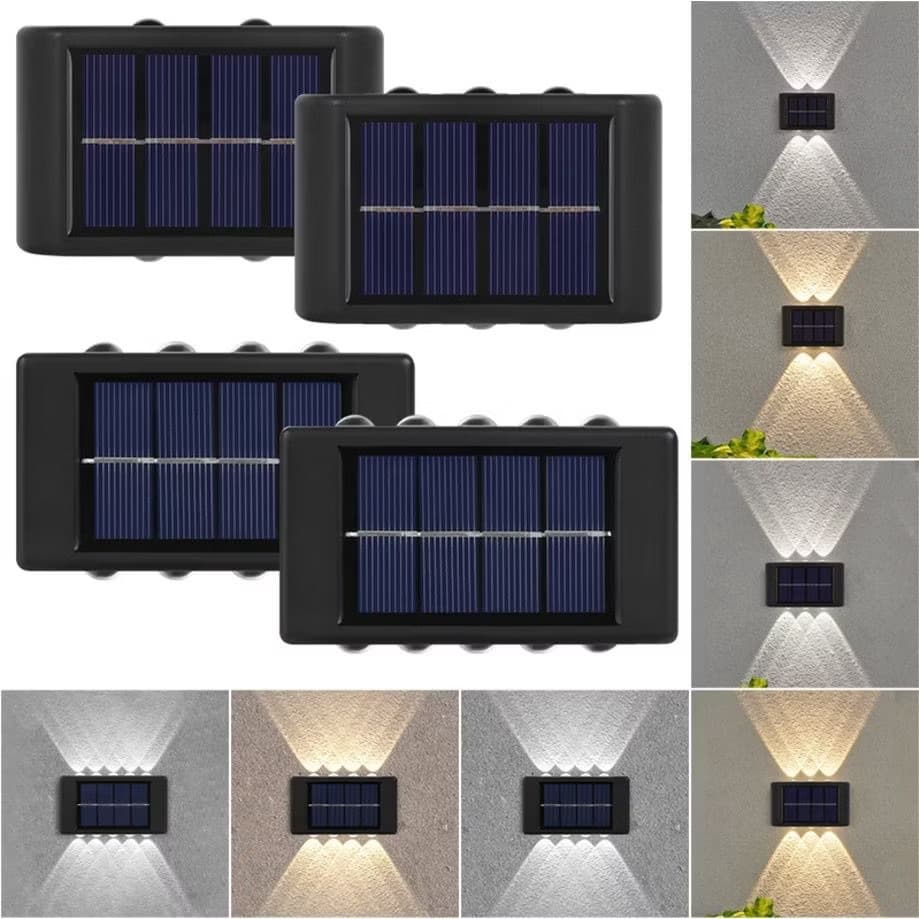 Kit 2 Luminária Arandela Solar 6 e 10 LED Luz Quente para Parede a Prova dágua Spot parede