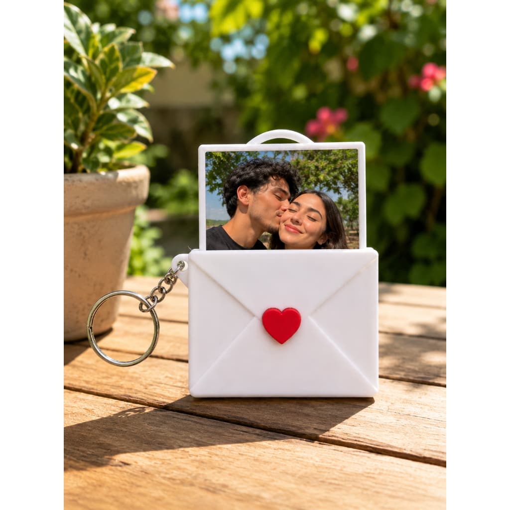 Chaveiro Carta de Amor com Foto | Presente Romântico para Casais | Impressão 3D (Foto Não Inclusa)