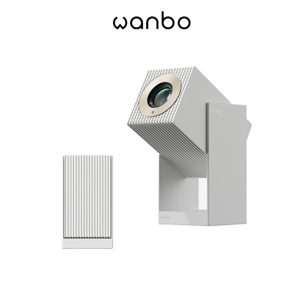 Projetor Wanbo Cube 2 Pro 1080P Android TV 11 230° Suporte ToF 28dB Design Livro Anti-Poeira Branco