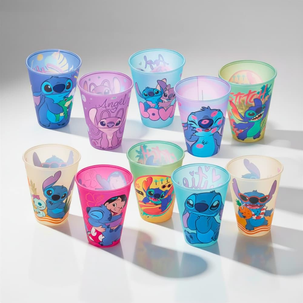 Kit 10 Copos Stitch 280ml – Lembrancinha Festa Infantil Personagem Colecionável Disney plasutil