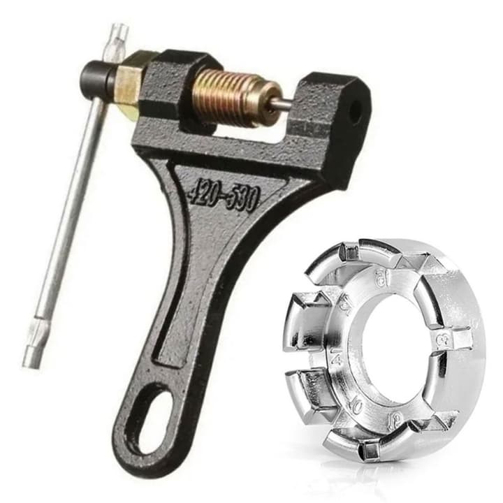 Chave De Corrente Extrator Pino de Moto + Chave De Raio Kenli 8 Medidas Para Raios Bicicleta E Motos
