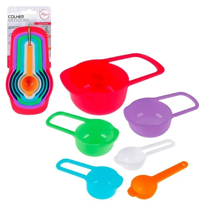 Kit Conjunto 6 Peças Medidores de Colheres Para Alimentos e Líquidos