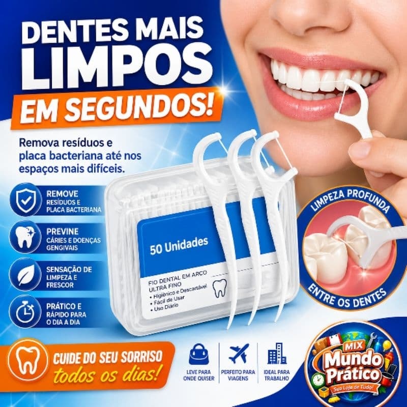 Fio Dental em Arco Ultra Fino - 50 un em 1 caixinha