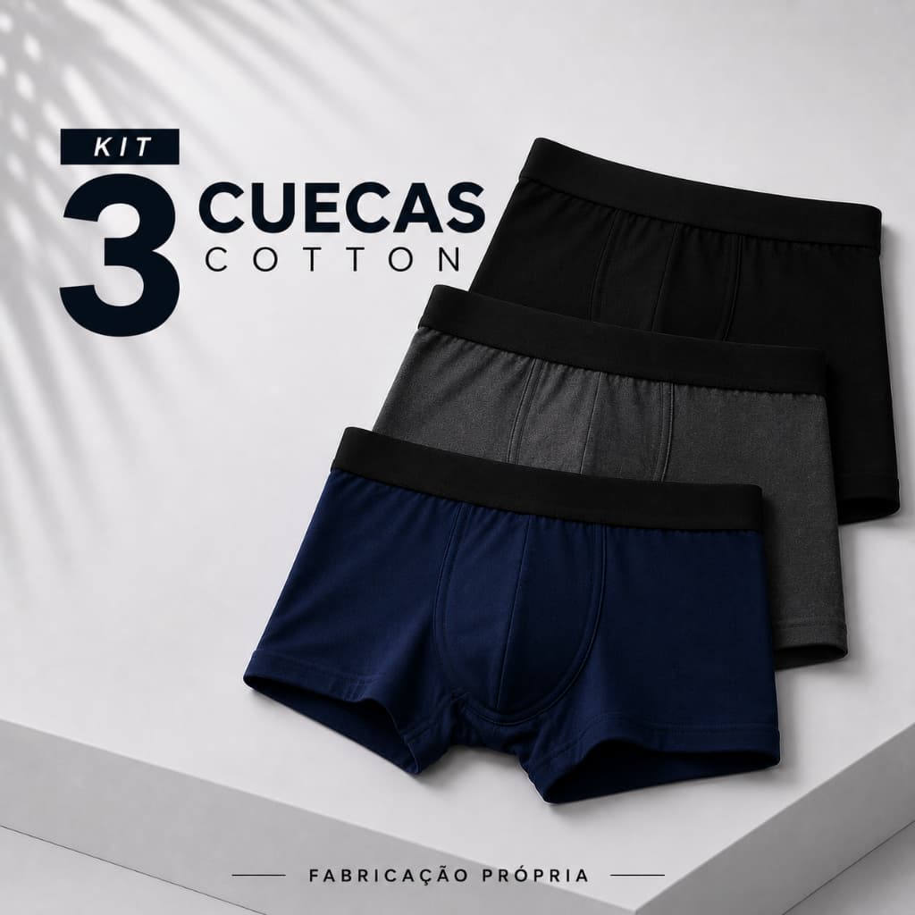 Kit 3 Cuecas Masculinas Alta Qualidade com Elastano