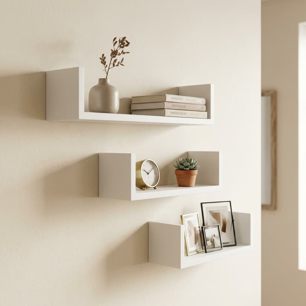 Kit 3 Nichos U Decorativos Brancos Organização Sala Quarto Escritório Decoração Parede