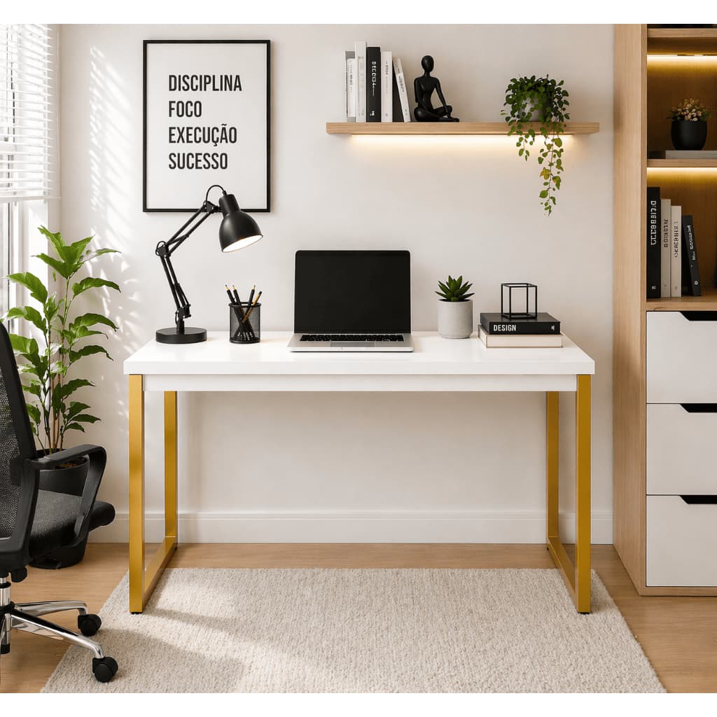 Mesa Escritório Escrivaninha Estilo Industrial 90cm | Home Office, Estudos e Penteadeira