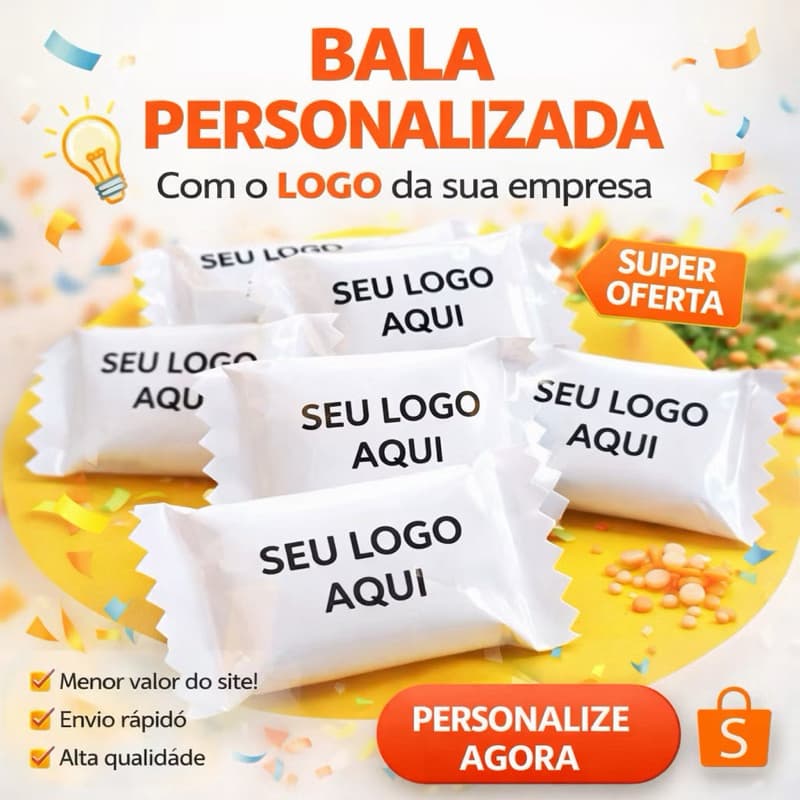Bala Personalizada com Logo da Empresa | Embalagem Personalizada para Eventos, Brindes e Divulgação de Marca