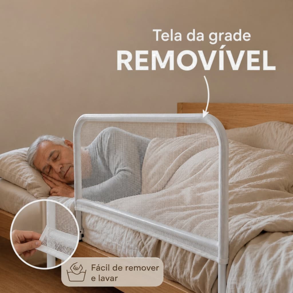 Grade De Cama Lateral Alta Apoio De Encaixe Remove P Lavagem 60cm Altura 76cm Comprimento