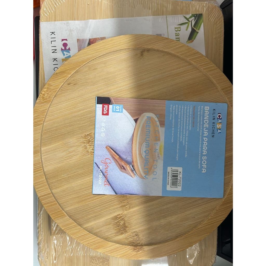 Bandeja para sofá com alças ajustáveis para braço de sofá feita de bambu
