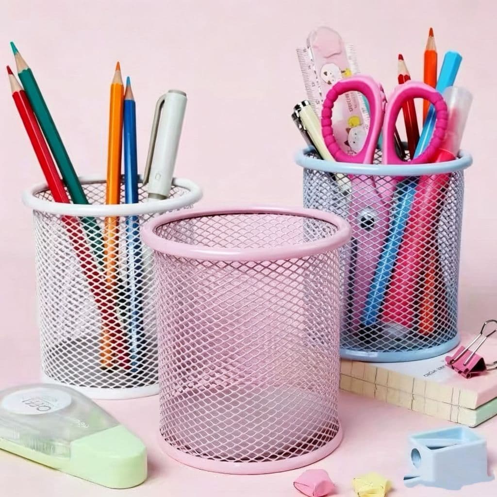 porta canetas de mesa aramado organizador para escritório papelaria