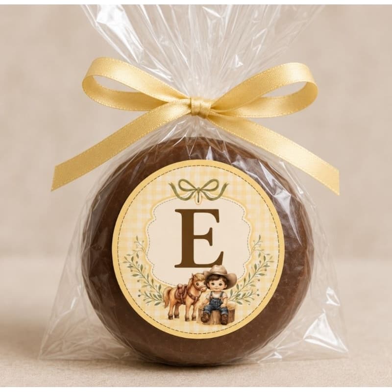 Tag Redonda Personalizada Fazendinha Menino | 15 Unidades | Adesivo para Pão de Mel, Lembrancinhas e Doces
