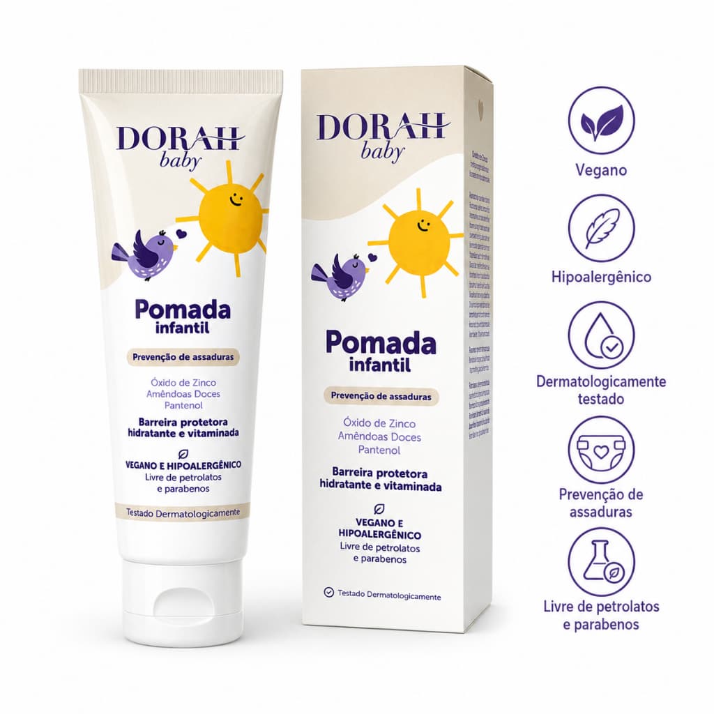 Pomada Infantil Dorah Baby 45g Assaduras Óxido de Zinco Pantenol