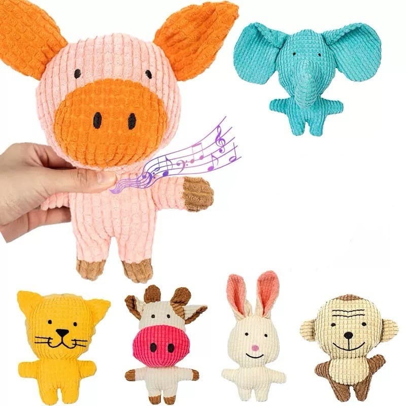 Brinquedo Pet Sonoro Resistente à Mordida 6 Animais Divertidos para Cachorro e Gato