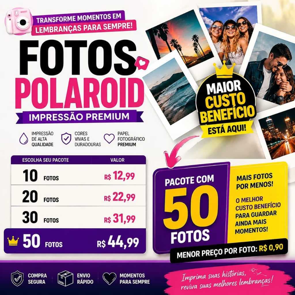 10-50 Fotos Polaroi D Personalizada 8,5x5,5cm Impressão de Fotos Revelação Fotográfica Papel Fotográfico