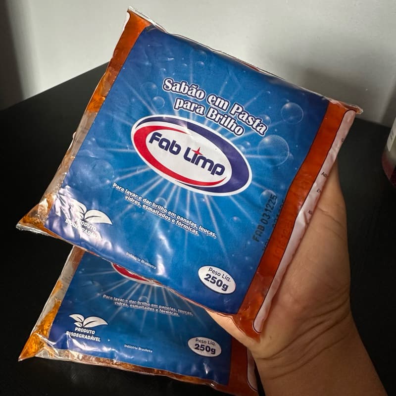 Sabão em Pasta para Brilho Fab Limp 500g Multiuso Lavar Louças Panelas Frigideiras Desengordurante