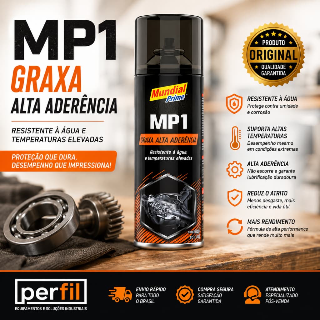 GRAXA MP1 ALTA ADERENCIA SPRAY 250ML MUNDIAL  graxa líquida spray graxa para corrente de moto