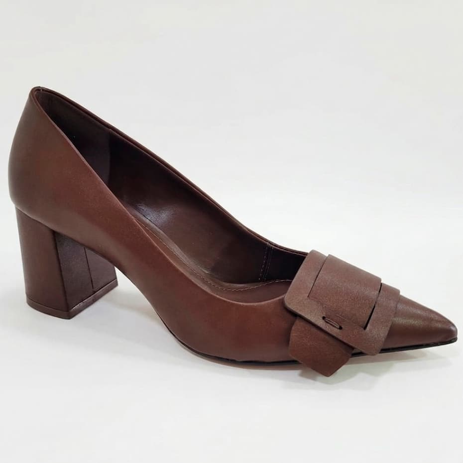 Scarpin Feminino Salto 6,5 cm Couro ecologico Estilosa Charmosa Formal Moda Luxo Premium casual
