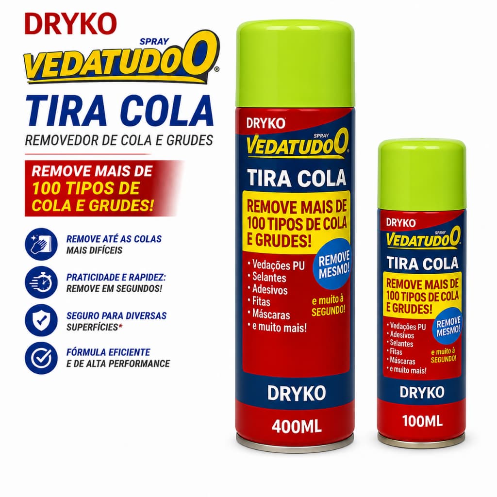 Spray Tira Cola Removedor Pu Silicones Vedatudo Dryko 400ml Dryko