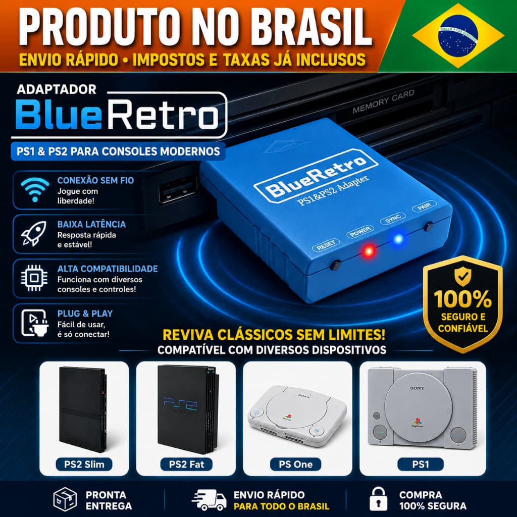 ADAPTADOR Bluetooth para PS1, PS2 CONTROLE Bluetooth  BlueRetro RetroScaler original